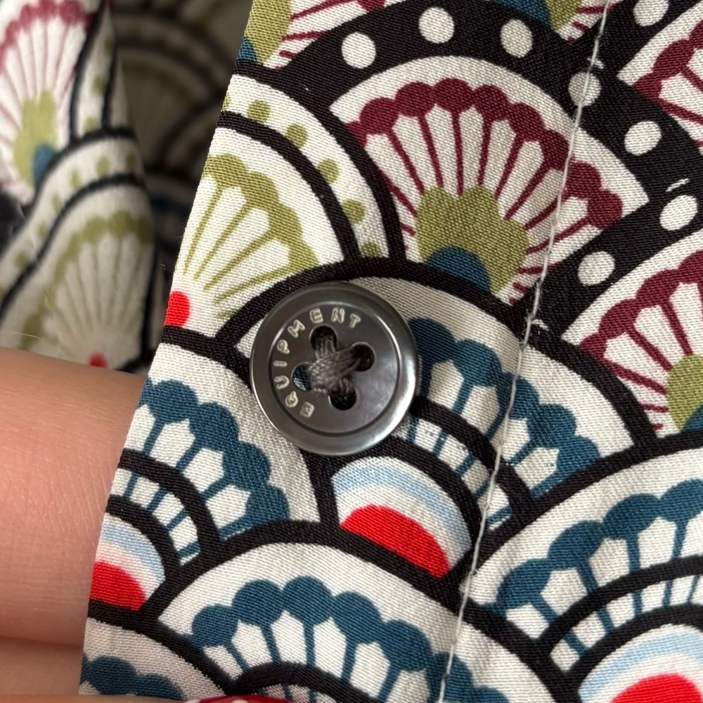 Equipment | Women's 100% Silk Brett Maxi Dress White Multi Fluttering Fan Print - Picture 4 of 13